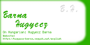 barna hugyecz business card